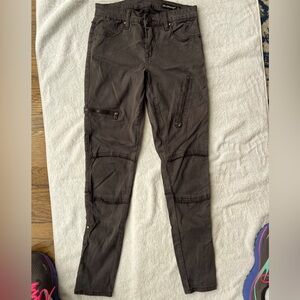 Women’s Blank NYC Gray Distressed Cargo Zipper Moto Pants Size 25